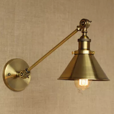 Industrial Adjustable Wall Sconce Vintage Wall Lamp Fixture With Cone Shade • $49.90