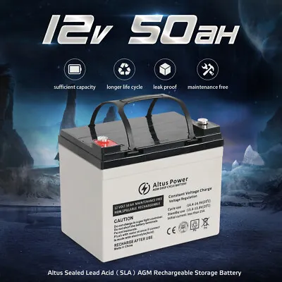 AGM Sealed Lead-Acid Deep Cycle Rechargeable Battery UPS Power Solar 12V 50AH • $109