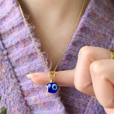 Lucky Glass Turkish Evil Eye Blue Eye Pendant Necklace Women Men Jewelry Gift • $1.38