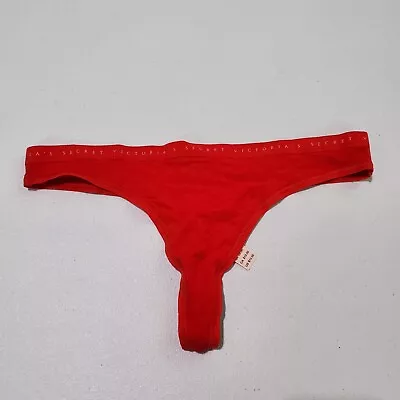 Victoria's Secret Women Panties Medium Red Thong Logo Cotton Modal Blend NWT • $6.96