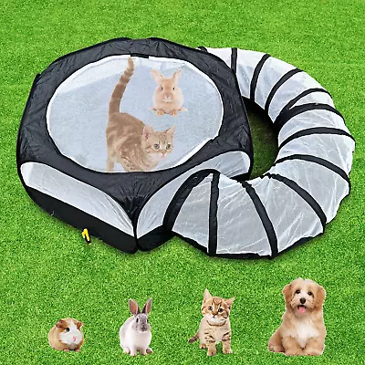 Small Animal Playpen Guinea Pig Cage Rabbit Pet With Tunnel Breathable&Transpare • $55.99