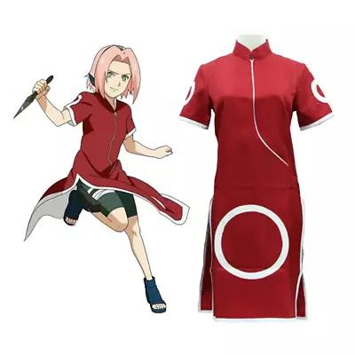 Japanese Anime Costume Haruno Sakura Cosplay Cheongsam For Girls Red Cheongsams  • $44.83