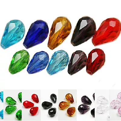 £2.39 • Buy 50 PCs Mixed Crystal Glass Faceted Teardrop Beads 12x8mm Jewelry Making