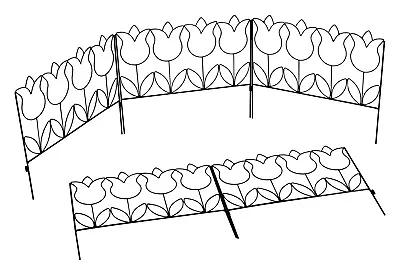 Woodside Tulip Style Garden Border Lawn Edging Steel Fence 2.3m Pack Of 5 • £19.99