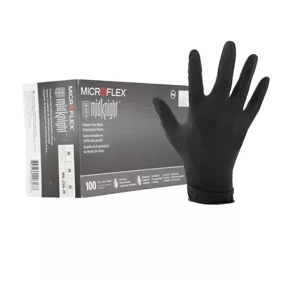 Microflex MK-296M MidKnight Black Nitrile Gloves - Medium • $21.95
