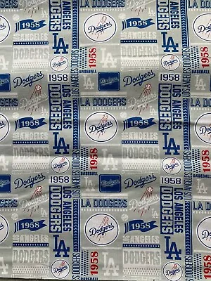 Los Angeles LA Dodgers Fabric Logo MLB On White 1 Yard - 36  By 43  100% Cotton • $17.99