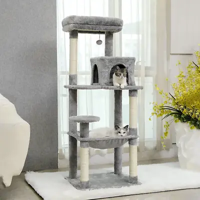 LONESSL Grey Cat Tree Tower Scratching Post Scratcher Cats Condo House Bed 143cm • $64.50