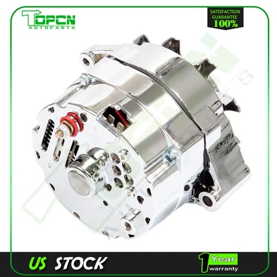 $80.56 • Buy Chrome Alternator For BBC SBC CHEVY GM 1 Wire Street ROD-HIGH Output ADR0335-C