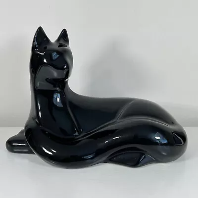 VTG Haeger Pottery Reclining Black Cat Figurine MCM Statue Gloss Art Royal Deco • $39.95
