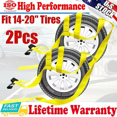 2X Tire Basket Straps Wrecker Car Hauler Truck Fit 17-21  Tow Dolly Tire Wheel • $63.01