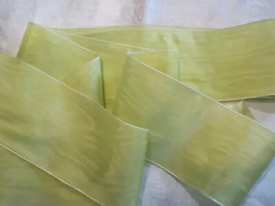 3  Wide German Moire Ribbon - Rayon - Whisper Lime • $3