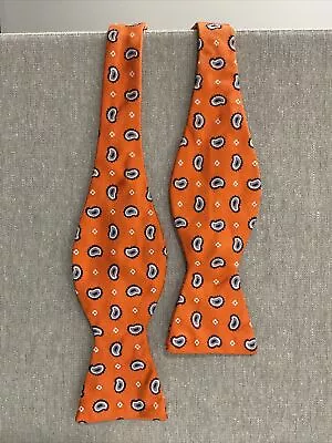 Rare Brooks Brothers Orange With Paisley Design Self Tie Bow Tie Silk NEW • $24.99