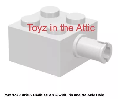 Lego 1x 4730 White Brick Modified 2 X 2 With Pin And No Axle Hole 6932 Futuron • $6.82