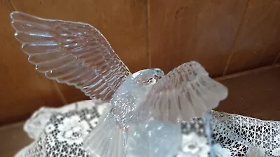 Cristal D'Arques Crystal Glass Bald Eagle Statue Figurine Frosted Base • $23