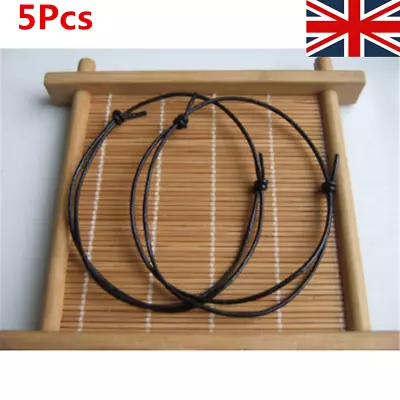 1/3/5X Men Women Slim Black Leather Cord Lucky Surf Adjustable Anklet Bracelets • £2.35