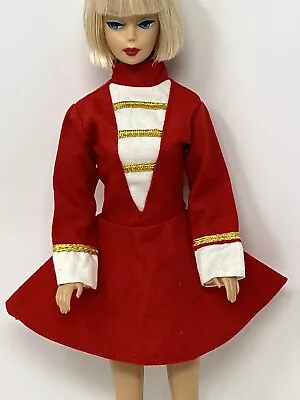 Vintage Barbie Clothes Clone Doll Mod Outfit Red White Gold MAJORETTE DRESS • $29.99