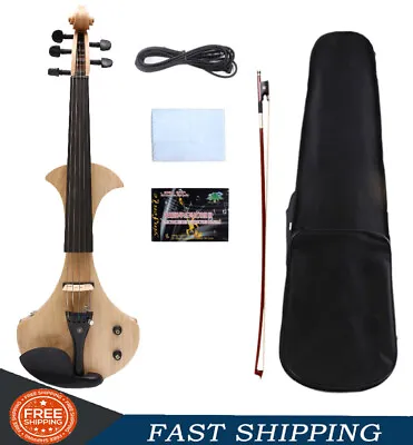 5 String Electric Violin 4/4 Wood Color Solid Wood Violins With Violin Case Bow • $272.08