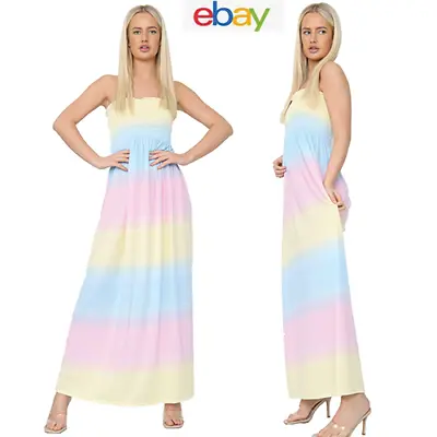 £10.99 • Buy Women Ladies Strapless Maxi Dress Sheering Boob Tube Bandeau Long UK Size 8-22