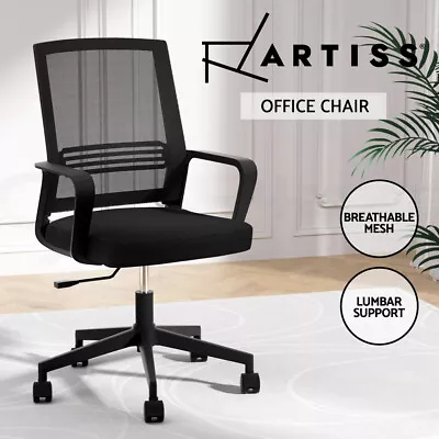 Artiss Mesh Office Chair Computer Gaming Desk Chairs Work Study Mid Back Black • $45.95