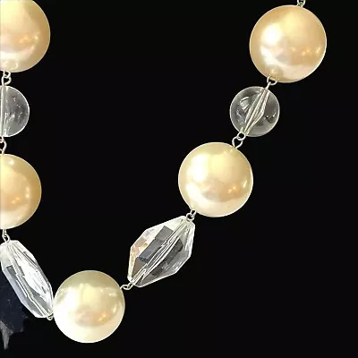 Vintage Single Strand Huge Big Pearl Glass Balls Plastic Choker Necklace 9-11 In • $2.98