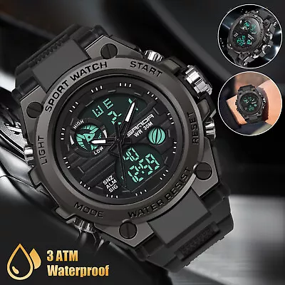 Men's Digital Army Military Watch LED Sport Quartz Analog Stopwatch Waterproof • $15.98