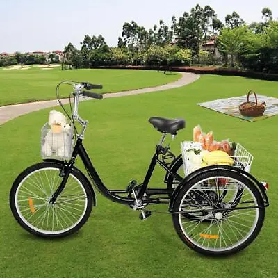 $258.99 • Buy 24'' 26'' Adult Tricycle 7 Speed Bicycle 3 Wheel Bike Trike Adjustable Height