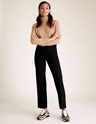 £9.99 • Buy M&S Collection Straight Leg Trousers, Black, Size 6, Mid Rise, Crease Resistant 