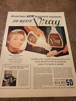 1940 Vintage  Print Ad Dr Wests Vray For Teeth. Miss Doris Simpson  • $8.49