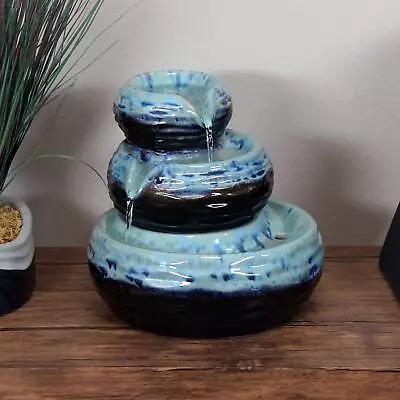 Modern Textured Bowls Ceramic Indoor 3-Tier Water Fountain - 7 In By Sunnydaze • $59.95