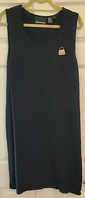 Vintage Y2K Michael Simon Black Cotton Knit Tank Dress XL • $25