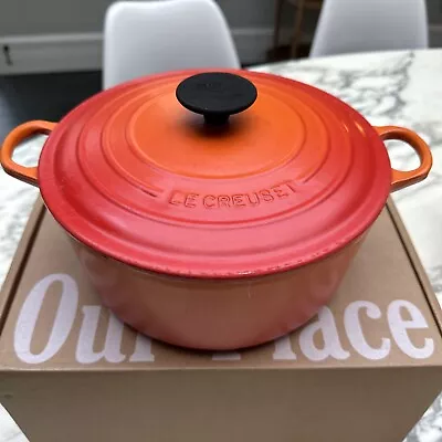 £74 • Buy Le Creuset 24 Cast Iron Round Casserole Volcanic Orange RRP £285!!!