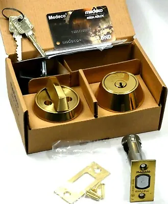 Medeco Maxum Commercial Single Cylinder Deadbolt 2-3/8″ 605 Bright Brass 2-keys • $229.95