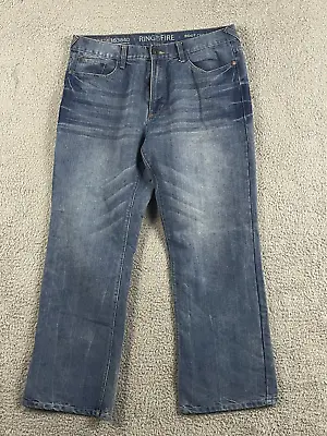 Ring Of Fire Jeans Mens Size 36x30 Boot Cut Shadow Grove Blue Dark Wash Relaxed • $19.45