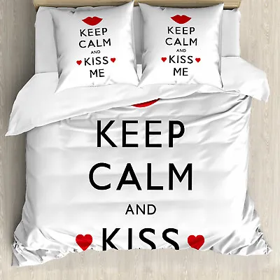 Keep Calm Duvet Cover Kiss Me Red Hearts • £29.99