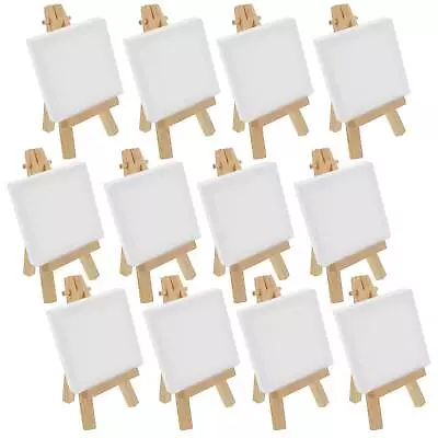 12 Pack 2  X 2  Canvas With 5  Mini Wood Display Easel Kit Artist Tripod Stand • $17.99