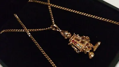 STUNNING 9ct 375 Yellow Solid Gold Articulated Movable CLOWN Pendant & 16  Chain • £439.99