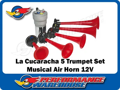 La Cucaracha 5 Trumpet Musical Air Horns 12V Car Truck Boat AAA-1261 • $53.21