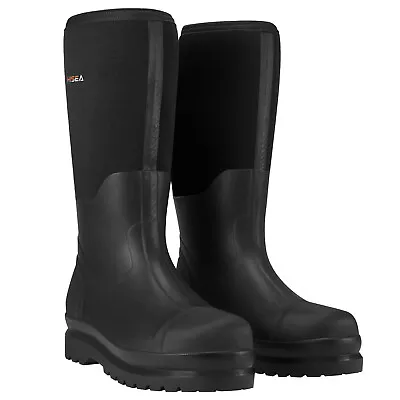 HISEA Men Platform Rain Boots Waterproof Anti-Slip Work Wellies Hunting Fishing • $65.99