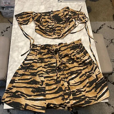 South Beach Women’s 2 Piece Crop Top And Skirt Tiger Stripes Size Medium  • $7.99