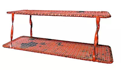 VTG Industrial Metal WALL Shelf Mid Century MoD ORANGE Mategot ERA Perf PATINA • $100