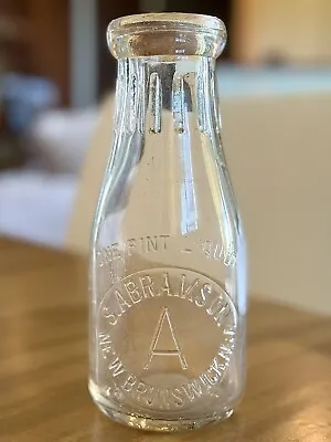 Pint Milk Bottle S. ABRAMSON New Brunswick NJ New Jersey • $16.50
