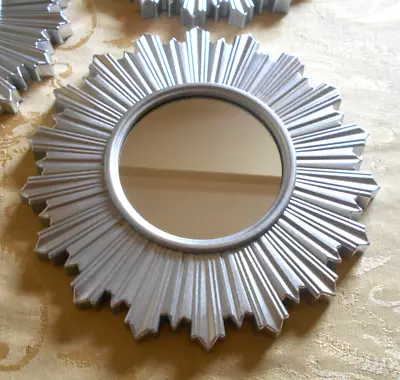 Vintage Lightweight Silver Plastic Decorative Wall Mirror Starburst 9.75  • $9.85