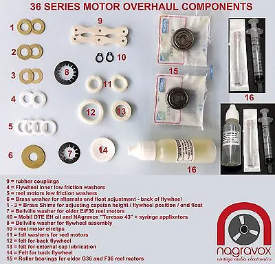 Revox Studer 36 Series Motors Overhaul Kit  A36 B36 C36 D36 E36 F36G36 • $190