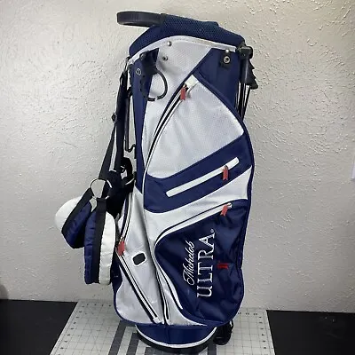 Michelob Ultra Stand Carry Golf Bag 14 Way Dual Shoulder Straps Blue White • $300