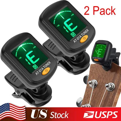 2 Pack Chromatic LCD DIGITAL Clip On Electric Tuner F Bass Guitar Ukulele Violin • $9.99