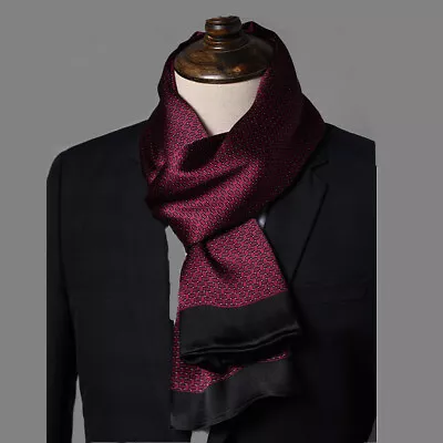 Men's 100 Pure Silk Scarf Long Neckerchief Double Layer Cravat For Suit Shirt • $16.99