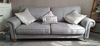 Laura Ashley Kingston  Large Sofa Modern Grey Check  /chair Also For SaleOn Ebay • £150