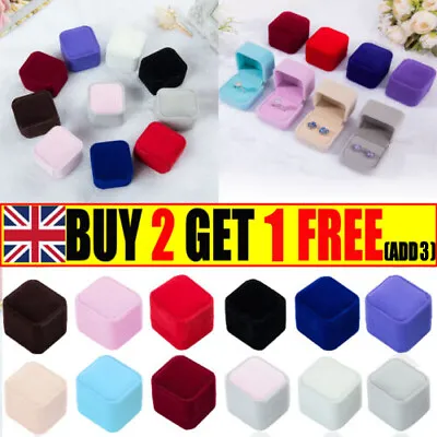 Solid Velvet Earrings Ring Box Jewelry Display Case Storage Wedding Gift Boxes • £3.89