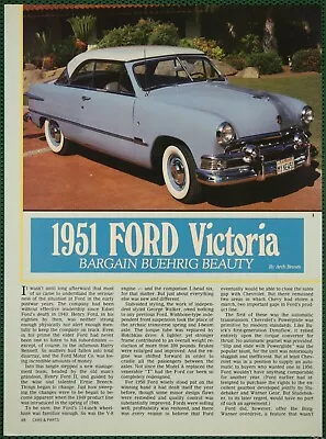 Ford 1951 Victoria Design Features Specs Vintage Pictorial Article 1988 • $16.95