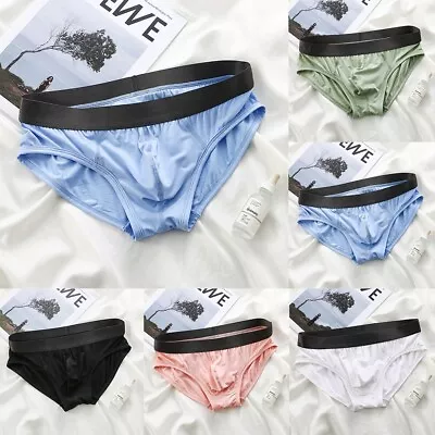 Mens Low Waist Underpants Underwear Panties Bamboo Bulge Pouch Bottom Briefs • $13